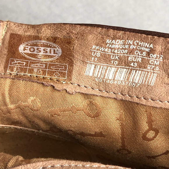 FOSSIL Snake Embossed Leather and Suede Stacked Heel Ankle Boot Bootie Size 11 - Picture 7 of 7